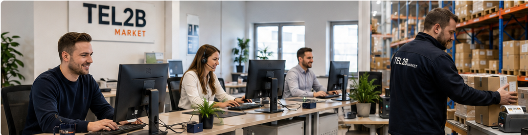 TEL2B MARKET employees in the office and logistics area